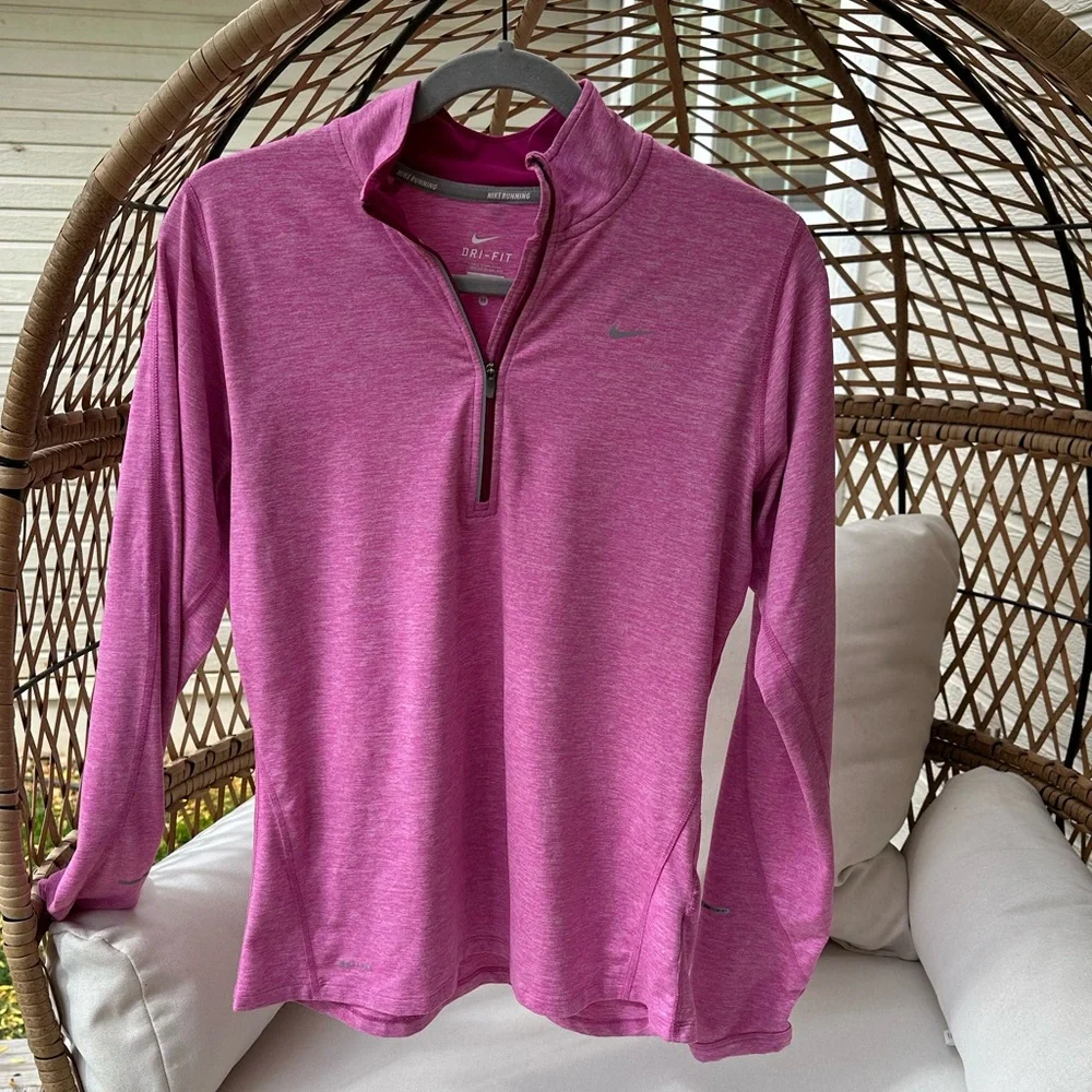 Nike Element DRI-FIT 1/4 Zip Heathered Pink Running Workout Hiking Top medium - Picture 4 of 16